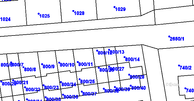 Parcela st. 800/12 v KÚ Horšovský Týn, Katastrální mapa