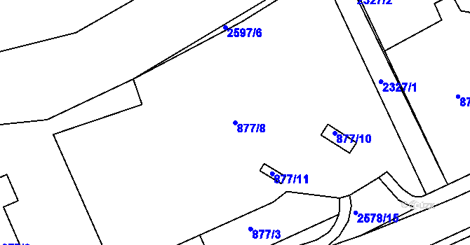 Parcela st. 877/8 v KÚ Horšovský Týn, Katastrální mapa