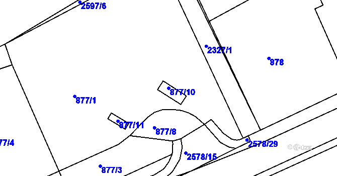 Parcela st. 877/10 v KÚ Horšovský Týn, Katastrální mapa