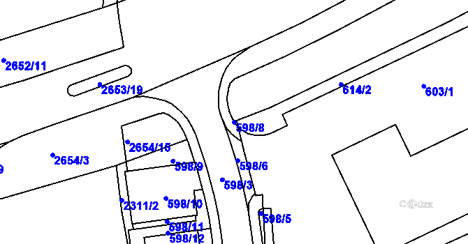 Parcela st. 598/8 v KÚ Horšovský Týn, Katastrální mapa