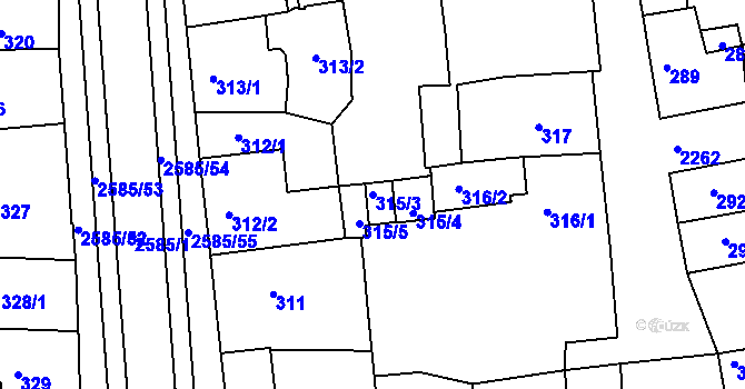 Parcela st. 315/3 v KÚ Horšovský Týn, Katastrální mapa