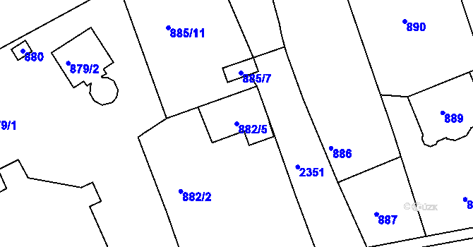 Parcela st. 882/5 v KÚ Horšovský Týn, Katastrální mapa