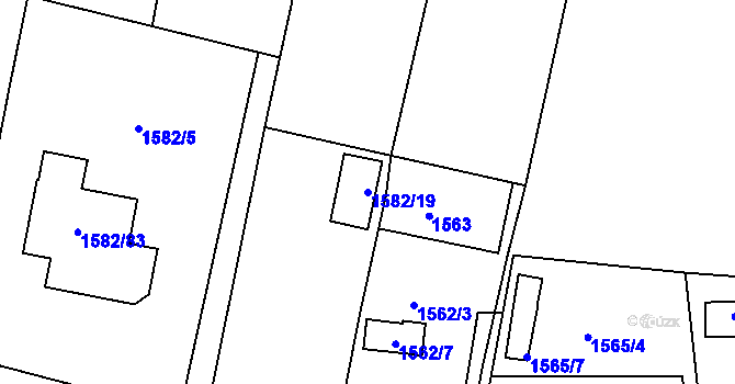 Parcela st. 1582/19 v KÚ Horšovský Týn, Katastrální mapa