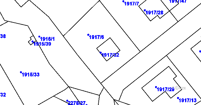 Parcela st. 1917/32 v KÚ Horšovský Týn, Katastrální mapa