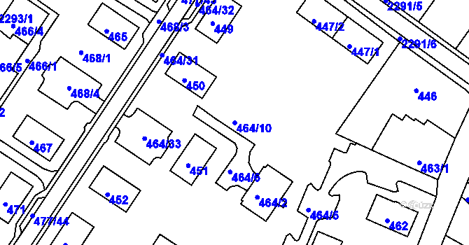 Parcela st. 464/10 v KÚ Horšovský Týn, Katastrální mapa