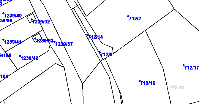 Parcela st. 712/9 v KÚ Horšovský Týn, Katastrální mapa