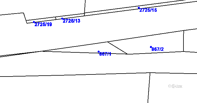 Parcela st. 867/1 v KÚ Horšovský Týn, Katastrální mapa