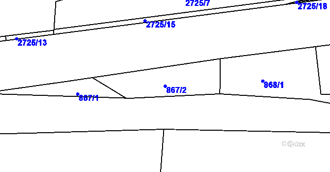 Parcela st. 867/2 v KÚ Horšovský Týn, Katastrální mapa