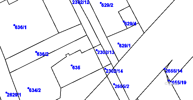 Parcela st. 2302/13 v KÚ Horšovský Týn, Katastrální mapa