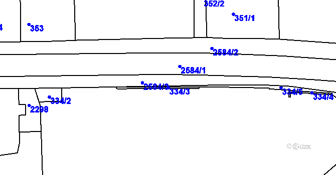 Parcela st. 334/3 v KÚ Horšovský Týn, Katastrální mapa