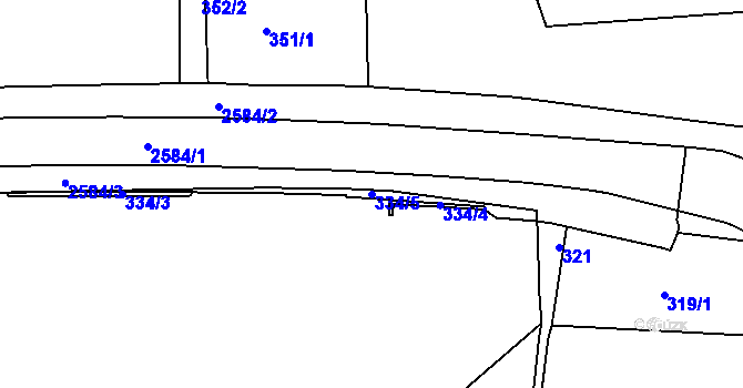 Parcela st. 334/5 v KÚ Horšovský Týn, Katastrální mapa