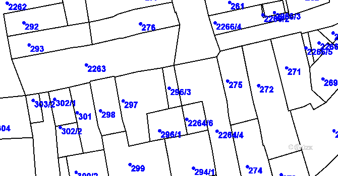 Parcela st. 296/3 v KÚ Horšovský Týn, Katastrální mapa