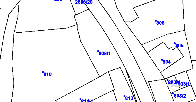 Parcela st. 808/1 v KÚ Horšovský Týn, Katastrální mapa