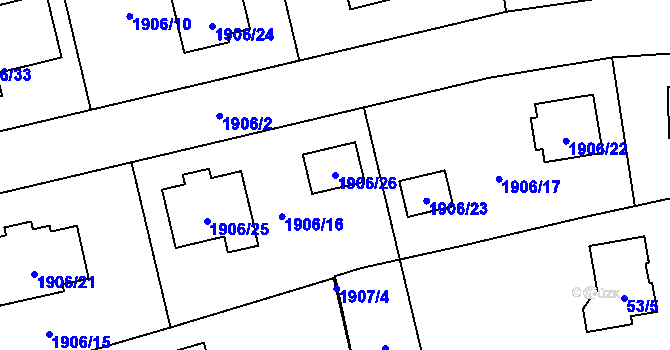 Parcela st. 1906/26 v KÚ Horšovský Týn, Katastrální mapa
