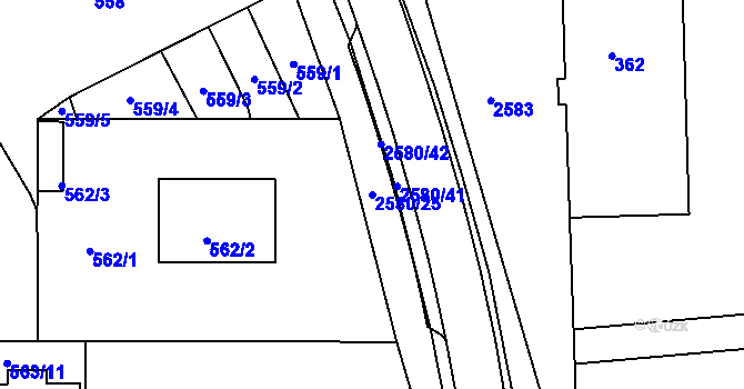 Parcela st. 2580/25 v KÚ Horšovský Týn, Katastrální mapa