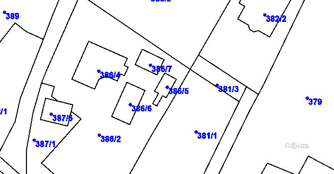 Parcela st. 386/5 v KÚ Horšovský Týn, Katastrální mapa
