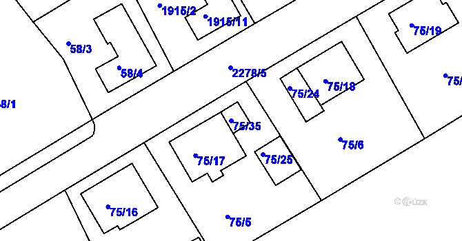 Parcela st. 75/35 v KÚ Horšovský Týn, Katastrální mapa