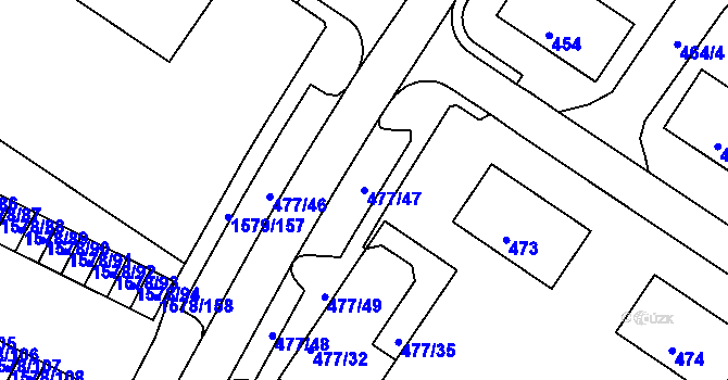 Parcela st. 477/47 v KÚ Horšovský Týn, Katastrální mapa