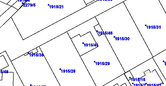 Parcela st. 1915/45 v KÚ Horšovský Týn, Katastrální mapa