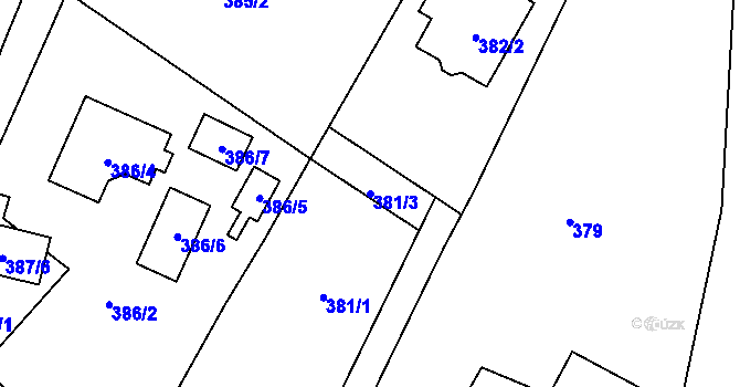 Parcela st. 381/3 v KÚ Horšovský Týn, Katastrální mapa