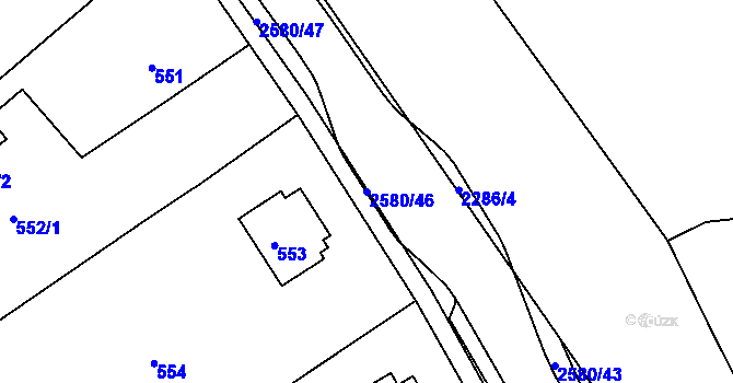 Parcela st. 2580/46 v KÚ Horšovský Týn, Katastrální mapa
