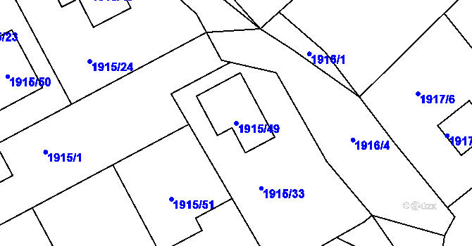 Parcela st. 1915/49 v KÚ Horšovský Týn, Katastrální mapa