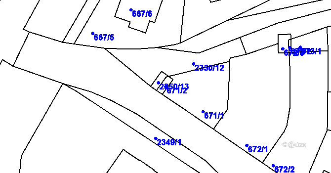 Parcela st. 671/2 v KÚ Horšovský Týn, Katastrální mapa