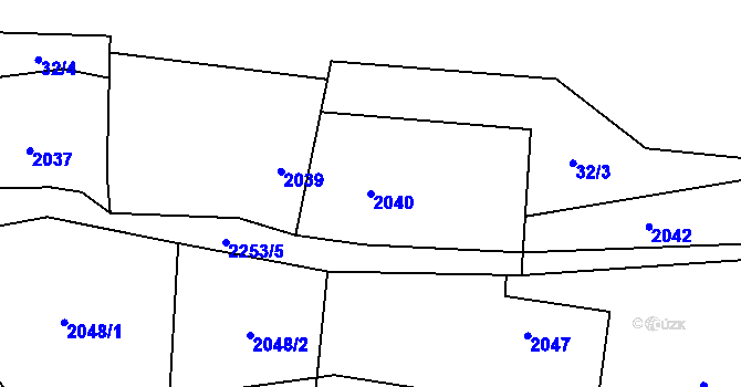 Parcela st. 2040 v KÚ Podražnice, Katastrální mapa