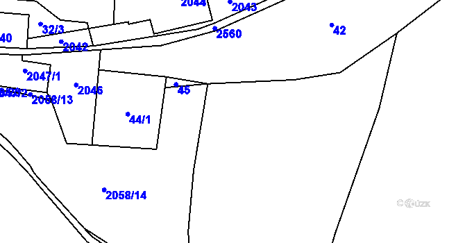 Parcela st. 2045 v KÚ Podražnice, Katastrální mapa