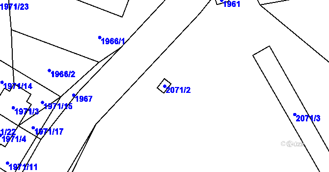 Parcela st. 2071/2 v KÚ Podražnice, Katastrální mapa