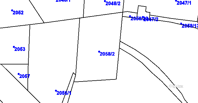 Parcela st. 2058/2 v KÚ Podražnice, Katastrální mapa
