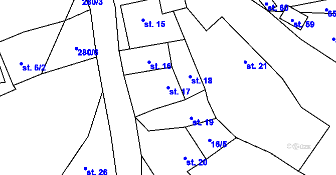 Parcela st. 17 v KÚ Drouhavec, Katastrální mapa