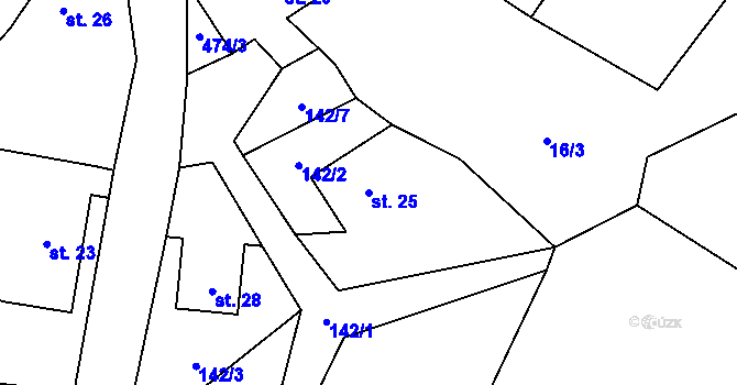 Parcela st. 25 v KÚ Drouhavec, Katastrální mapa