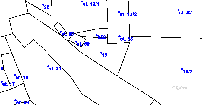 Parcela st. 19 v KÚ Drouhavec, Katastrální mapa