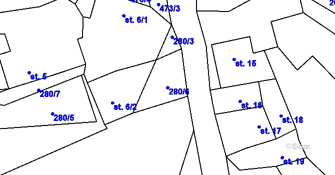 Parcela st. 280/6 v KÚ Drouhavec, Katastrální mapa
