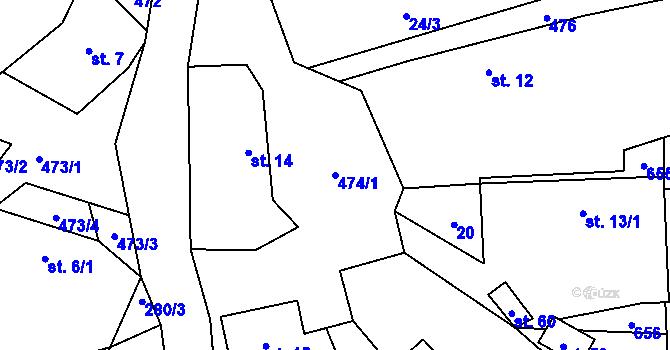 Parcela st. 474/1 v KÚ Drouhavec, Katastrální mapa