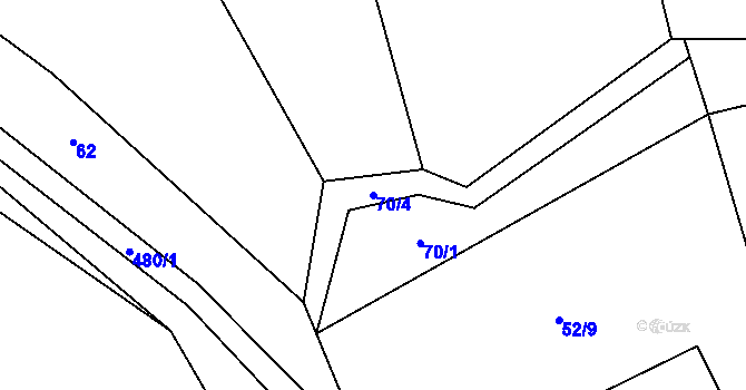 Parcela st. 70/4 v KÚ Drouhavec, Katastrální mapa