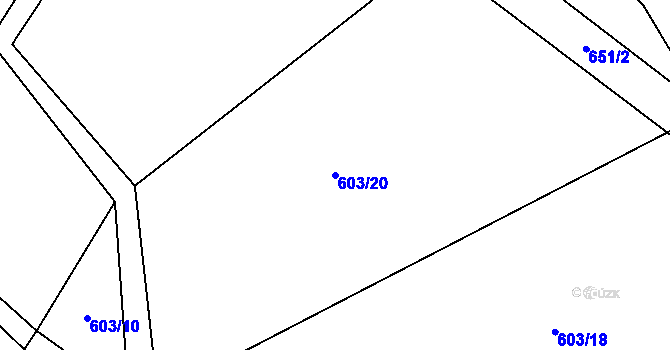 Parcela st. 603/20 v KÚ Drouhavec, Katastrální mapa