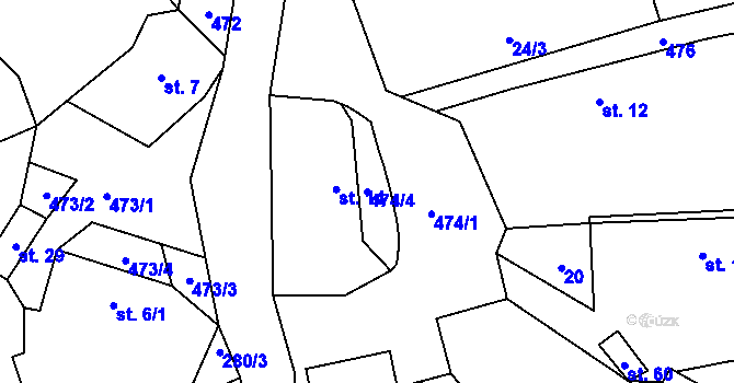 Parcela st. 474/4 v KÚ Drouhavec, Katastrální mapa