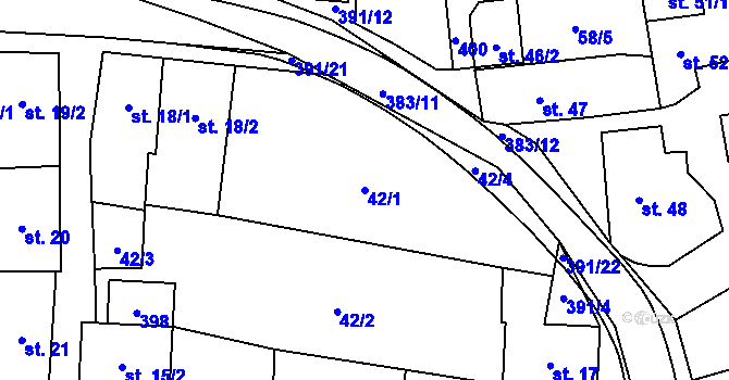 Parcela st. 42/1 v KÚ Hory Matky Boží, Katastrální mapa