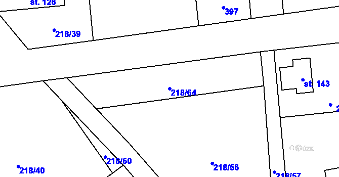 Parcela st. 218/64 v KÚ Hory Matky Boží, Katastrální mapa