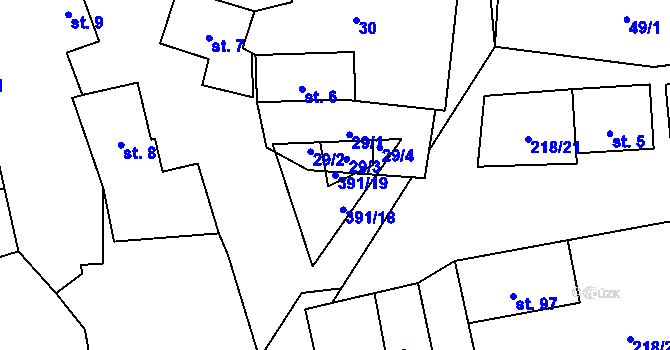 Parcela st. 391/19 v KÚ Hory Matky Boží, Katastrální mapa
