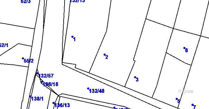 Parcela st. 2 v KÚ Hořany u Poříčan, Katastrální mapa