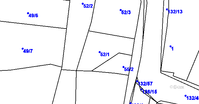 Parcela st. 52/1 v KÚ Hořany u Poříčan, Katastrální mapa