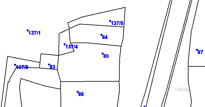 Parcela st. 85 v KÚ Hořany u Poříčan, Katastrální mapa