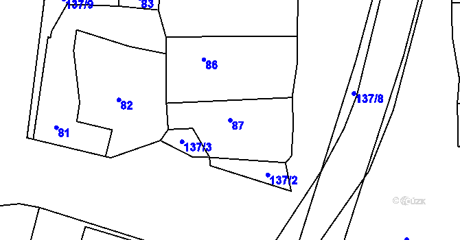 Parcela st. 87 v KÚ Hořany u Poříčan, Katastrální mapa