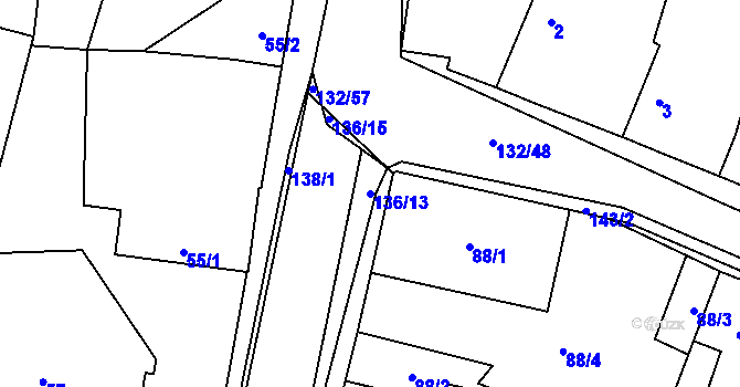 Parcela st. 136/13 v KÚ Hořany u Poříčan, Katastrální mapa