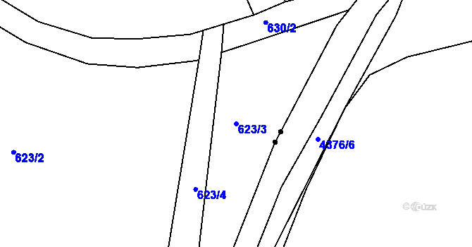 Parcela st. 623/3 v KÚ Hořany, Katastrální mapa