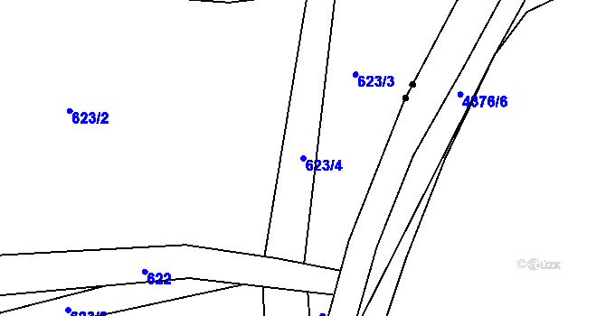 Parcela st. 623/4 v KÚ Hořany, Katastrální mapa