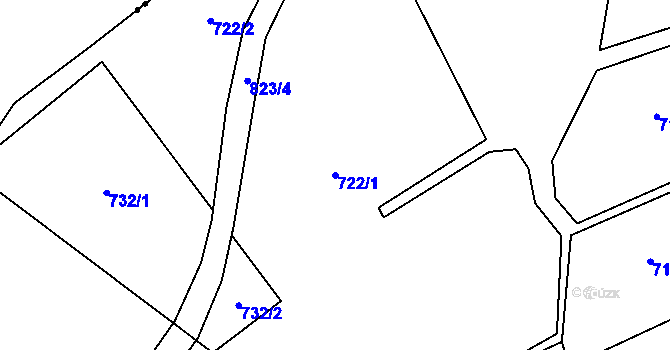 Parcela st. 722/1 v KÚ Hořany, Katastrální mapa